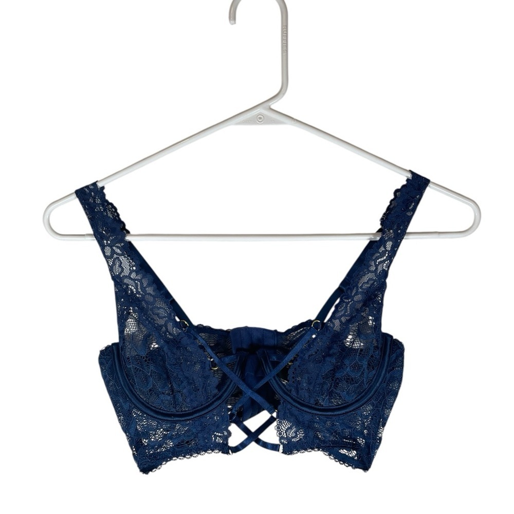 Frederick's of Hollywood Navy Lace Bra
